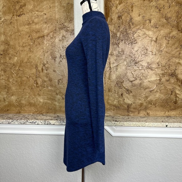 NWT Express Sweater Dress Womens Small Mock Neck Cozy Long Sleeve Blue Black - Picture 4 of 12